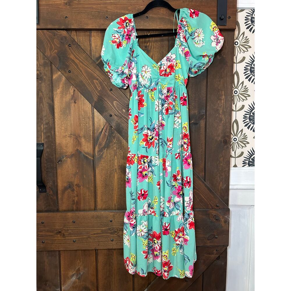 Baevely women’s small spring Floral Print Sweetheart Midi Dress